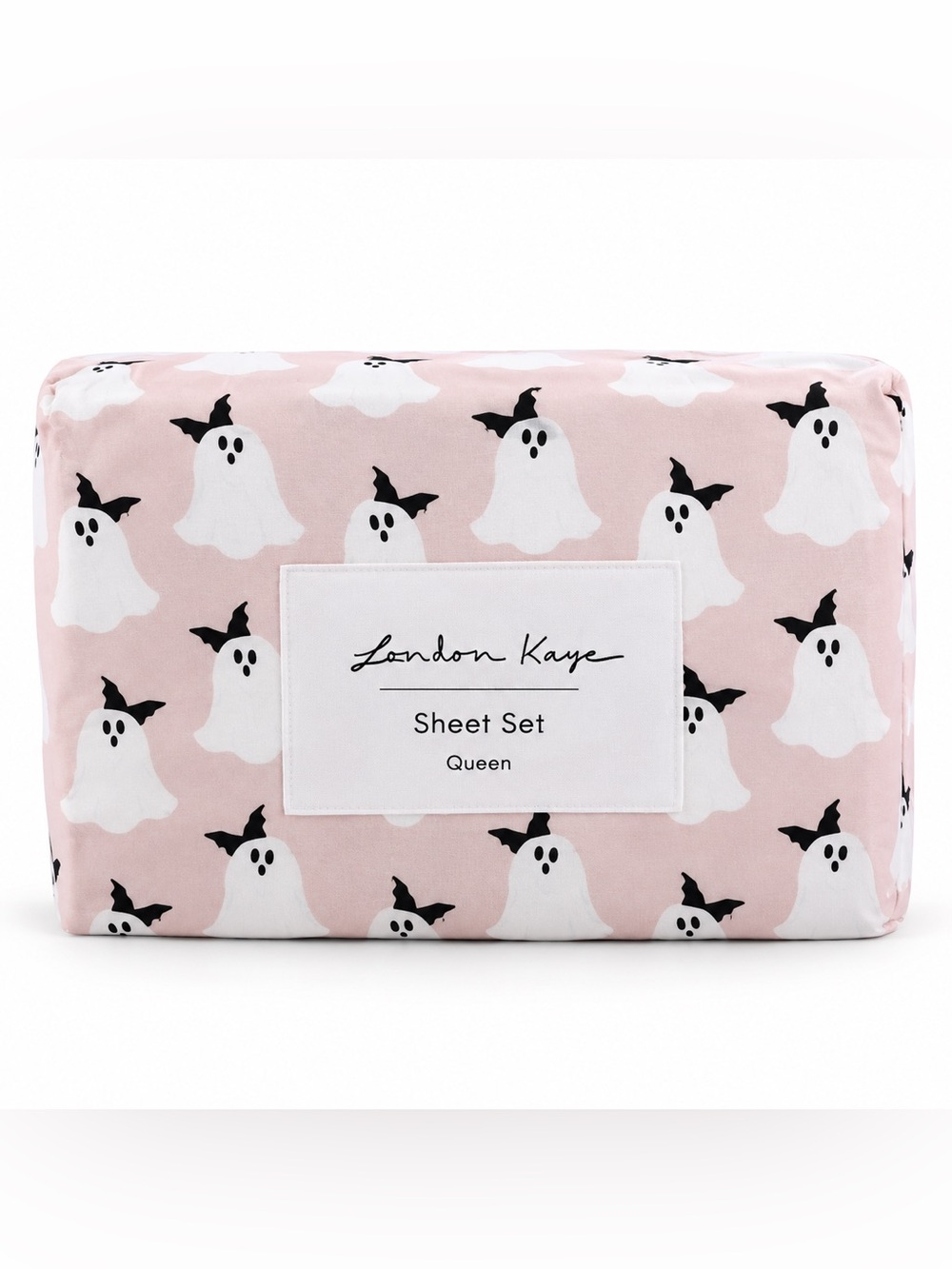 London Kaye Pink Ghost Queen Sheet Set Halloween Microfiber